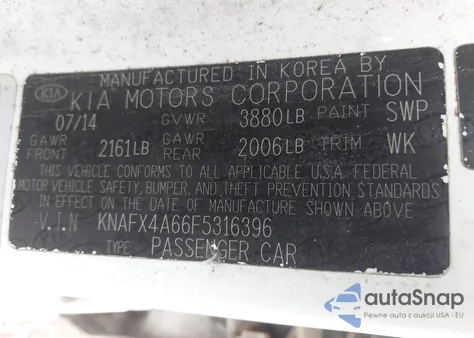 2015 Kia Forte Lx из США, поврежденный, VIN KNAFX4A66F5316396